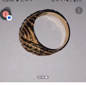 SOLD! SOLD!k Gold Dome Ring with millwork and engraving. Size 8